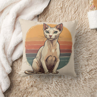 Vintage Sphynx Cat Mom Retro Art Throw Pillow