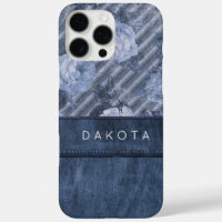 Vintage Spice Rose | Dusty Blue Floral Leather