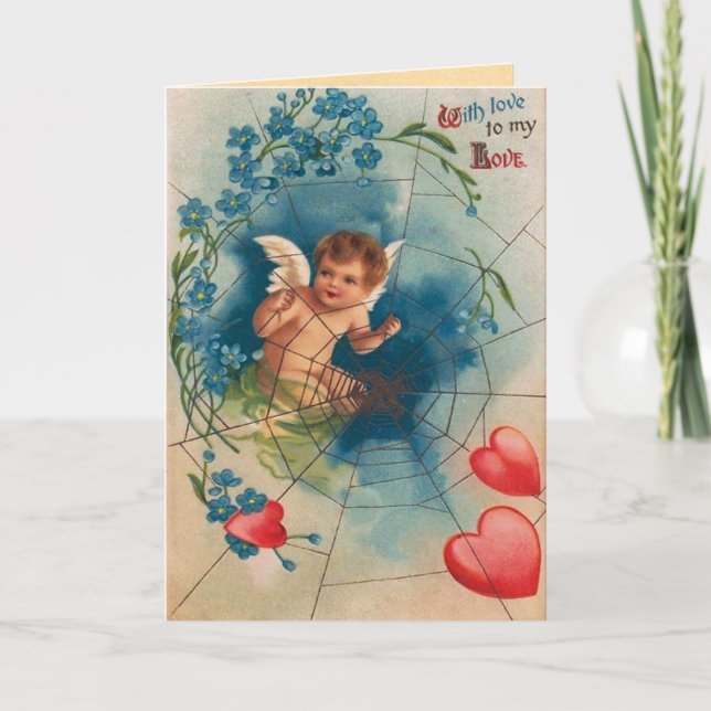 Vintage Spider Web Carte Saint Valentin (Devant)