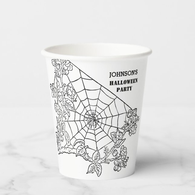 Vintage  Spider Web Halloween Party  Paper Cups (Front)