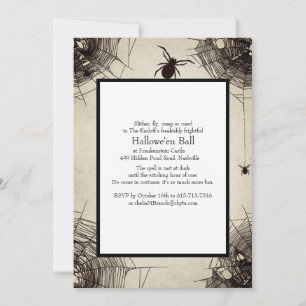 Vintage Spiderweb Chalkboard Halloween Party  Invitation