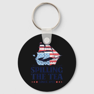 Vintage Spilling The Tea Since 1773 4th Of July Hi Keychain