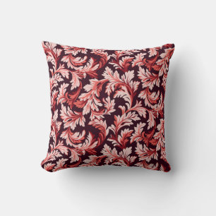 Vintage Spiral Baroque Leaves, Textured. Throw Pillow