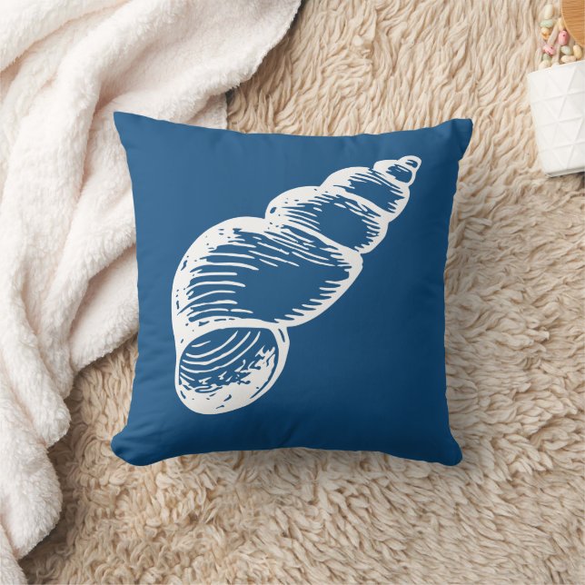 Vintage Spiral Sea Shell Throw Pillow (Blanket)