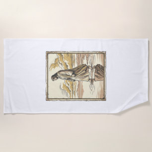 Vintage Spiritual Water Walk Engraving Beach Towel