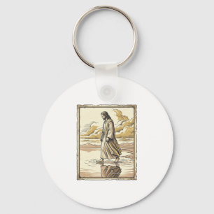 Vintage Spiritual Water Walk Engraving Keychain