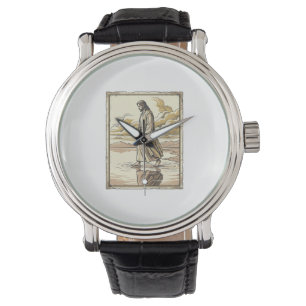 Vintage Spiritual Water Walk Engraving Watch