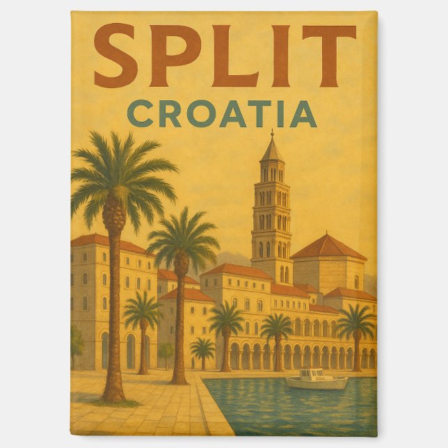 Vintage Split Croatia Dalmatia Travel Magnet (Front)