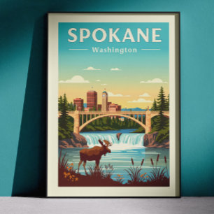 Vintage Spokane Washington Poster