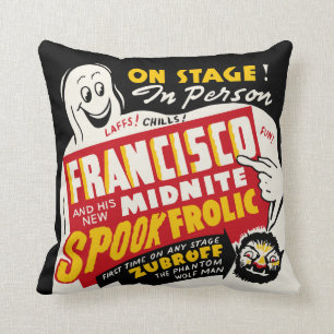 Vintage Spook Show Poster Art - Francisco Throw Pillow