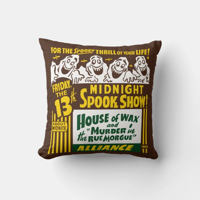 Vintage Spook Show Poster Art - Pillow (Front)