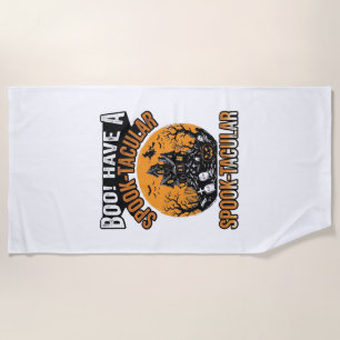 Vintage Spook-Tacular Halloween Haunted House Shir Beach Towel
