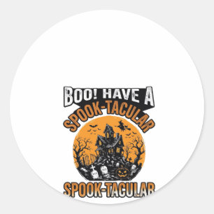 Vintage Spook-Tacular Halloween Haunted House Shir Classic Round Sticker