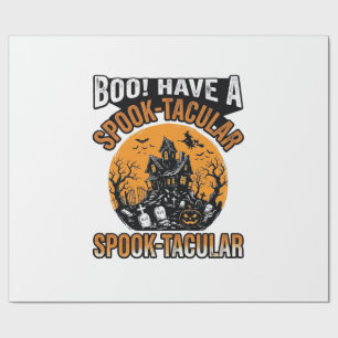 Vintage Spook-Tacular Halloween Haunted House Shir Wrapping Paper