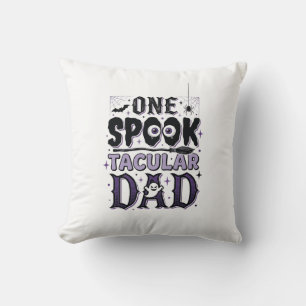 Vintage Spooktacular Dad Halloween Shirt Design_1 Throw Pillow