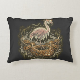 Vintage Spooky Flamingo Halloween Design Accent Pillow