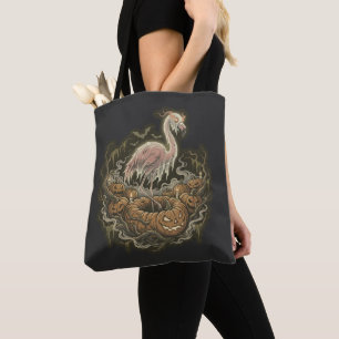 Vintage Spooky Flamingo Halloween Design Tote Bag