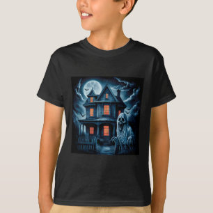 Vintage Spooky Ghost House Dark Horror Halloween C T-Shirt