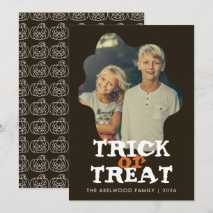 Vintage Spooky Ghost Pumpkin Pattern Halloween Holiday Card