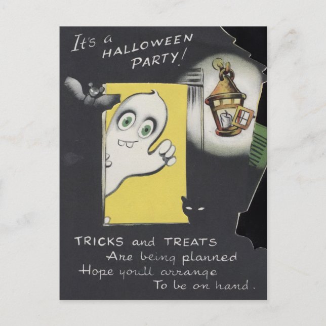 Vintage Spooky Halloween 3 Postcard (Front)