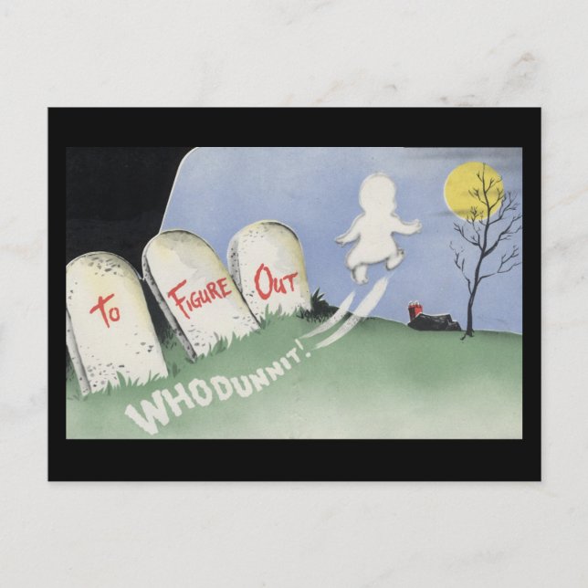 Vintage Spooky Halloween 8 Postcard (Front)