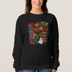 Vintage Spooky Halloween Groovy Flower Cute Ghost Sweatshirt