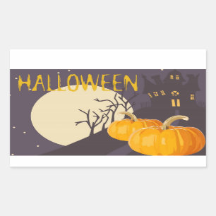Vintage Spooky Halloween Moon and Pumpkin at Night Sticker