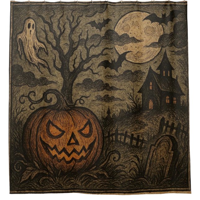 Vintage, spooky Halloween pumpkin/ghost (Front)
