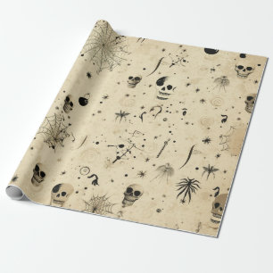 Vintage Spooky Halloween Seamless Pattern Wrapping Paper