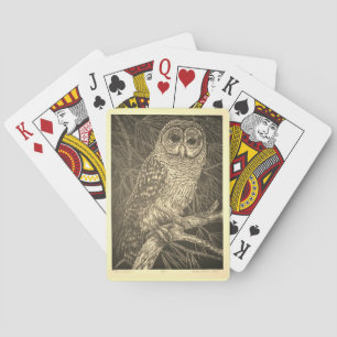 Vintage Spooky Owl Playing Cards