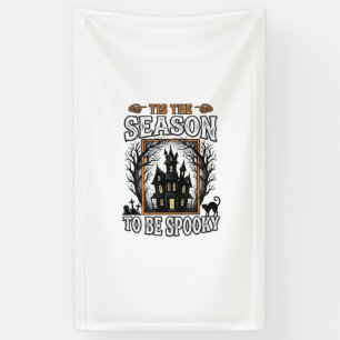 Vintage Spooky Season Haunted House Halloween Desi Banner
