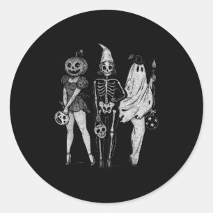 Vintage Spooky Squad Funny Girl Witchy Fall Season Classic Round Sticker