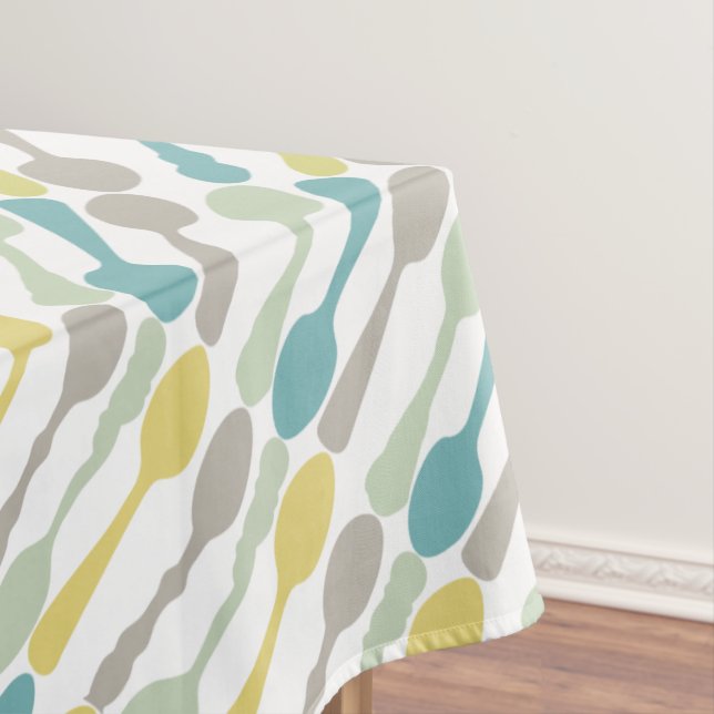 Vintage Spoon Pattern Any Custom Colour Background Tablecloth (In Situ)