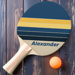 Vintage Sport Beach Sand Striped with Name Ping Pong Paddle