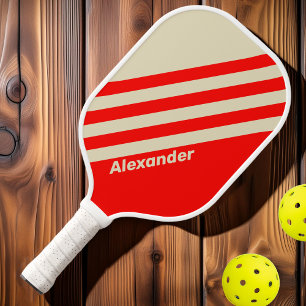 Vintage Sport Cherry Stripes with Name Pickleball Paddle