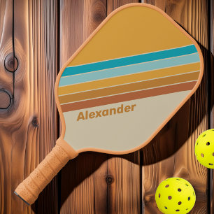 Vintage Sport Desert Rainbow Striped with Name Pickleball Paddle