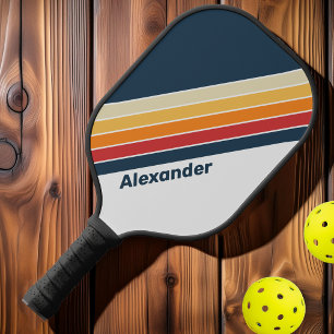 Vintage Sport Faded Rainbow Striped with Name Pickleball Paddle