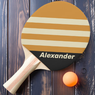 Vintage Sport Golden Horizon Stripes with Name Ping Pong Paddle