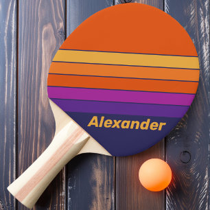 Vintage Sport Grape Rainbow Striped with Name Ping Pong Paddle