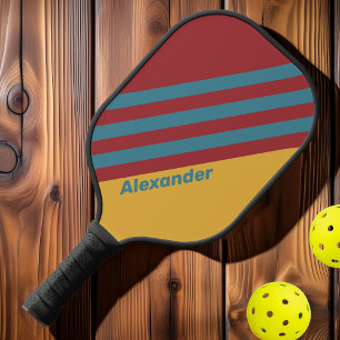 Vintage Sport Mustard Seed Stripes with Name Pickleball Paddle