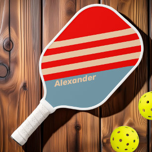 Vintage Sport Ocean Horizon Stripes with Name Pickleball Paddle