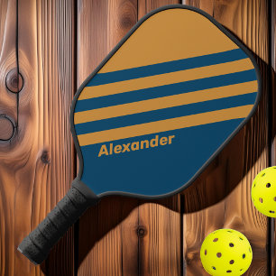 Vintage Sport Royal Gold Stripes with Name Pickleball Paddle