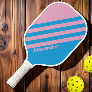 Vintage Sport Summer Wave Light Stripes with Name Pickleball Paddle