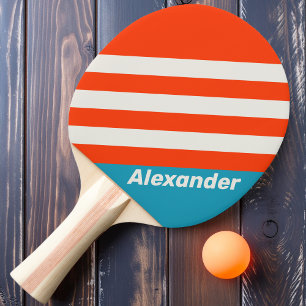 Vintage Sport Sunset Tide Rush Stripes with Name Ping Pong Paddle