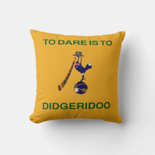 Vintage “Sporting Emblem” with Didgeridoo Motif Throw Pillow