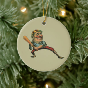 Vintage Sports, Angry Baseball Player Batter Ceramic Ornament