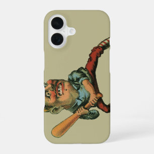 Vintage Sports, Angry Baseball Player Batter iPhone 16 Case