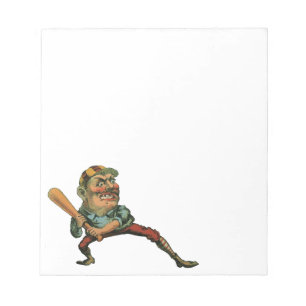 Vintage Sports, Angry Baseball Player Batter Notepad