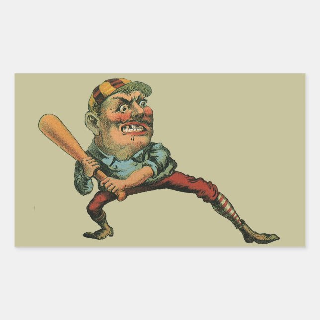 Vintage Sports, Angry Baseball Player Batter Sticker (Front)