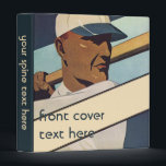 Vintage Sports Baseball Batter, Stylized Art Binder<br><div class="desc">Vintage illustration art deco sports baseball player,  a batter wearing a hat and holding a bat ready to swing at a ball during a team game.</div>